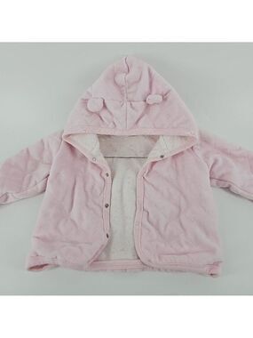 Quiltex Baby Pink Quilted Jacket 24M Bear Ear Hood Snap Front